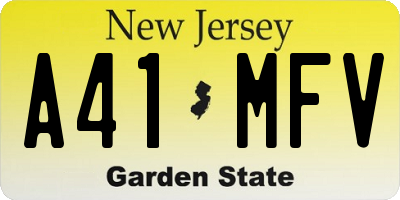 NJ license plate A41MFV