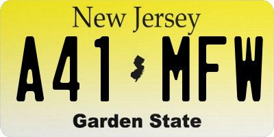 NJ license plate A41MFW