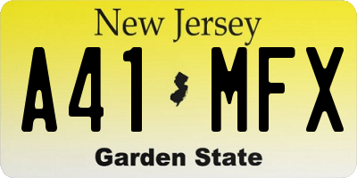 NJ license plate A41MFX