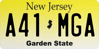 NJ license plate A41MGA