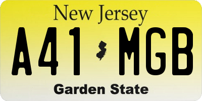 NJ license plate A41MGB