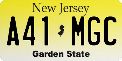 NJ license plate A41MGC