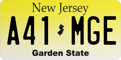 NJ license plate A41MGE