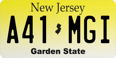 NJ license plate A41MGI