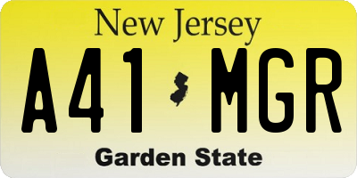 NJ license plate A41MGR