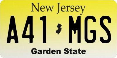 NJ license plate A41MGS