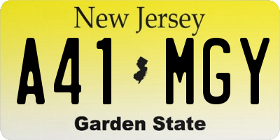 NJ license plate A41MGY