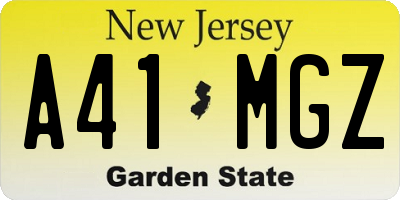 NJ license plate A41MGZ