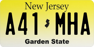 NJ license plate A41MHA