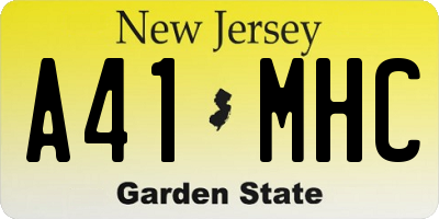NJ license plate A41MHC
