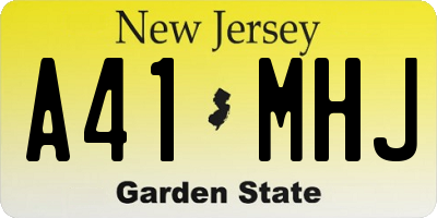 NJ license plate A41MHJ