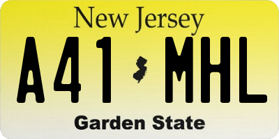 NJ license plate A41MHL