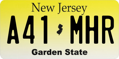 NJ license plate A41MHR