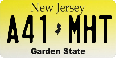 NJ license plate A41MHT