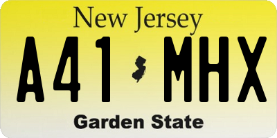 NJ license plate A41MHX