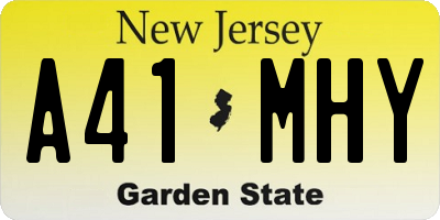 NJ license plate A41MHY