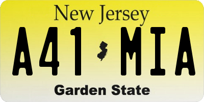NJ license plate A41MIA