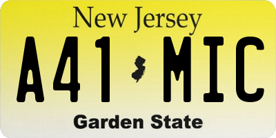 NJ license plate A41MIC