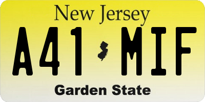 NJ license plate A41MIF