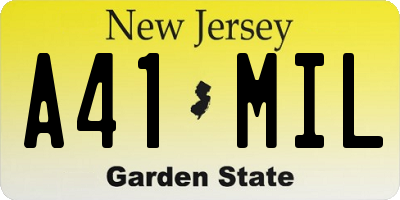 NJ license plate A41MIL