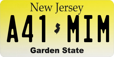 NJ license plate A41MIM