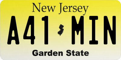 NJ license plate A41MIN