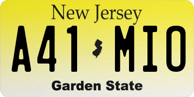 NJ license plate A41MIO