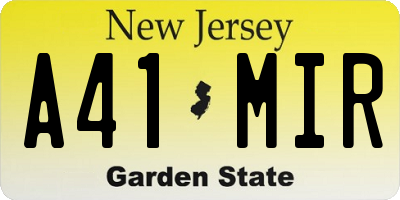 NJ license plate A41MIR