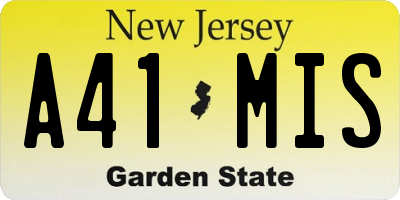 NJ license plate A41MIS
