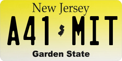 NJ license plate A41MIT