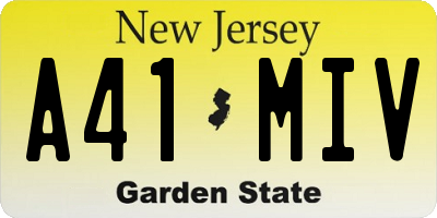 NJ license plate A41MIV