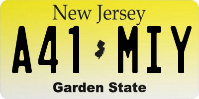 NJ license plate A41MIY