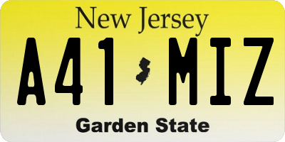 NJ license plate A41MIZ