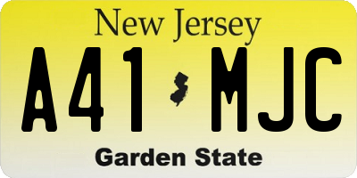 NJ license plate A41MJC
