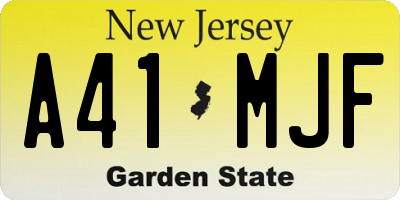 NJ license plate A41MJF