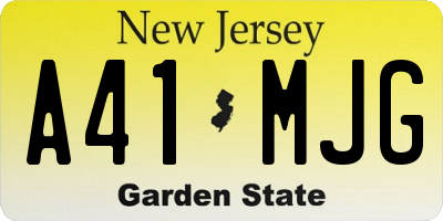 NJ license plate A41MJG
