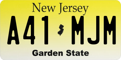 NJ license plate A41MJM