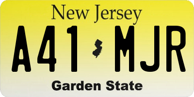 NJ license plate A41MJR