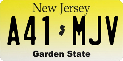 NJ license plate A41MJV