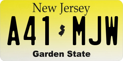 NJ license plate A41MJW