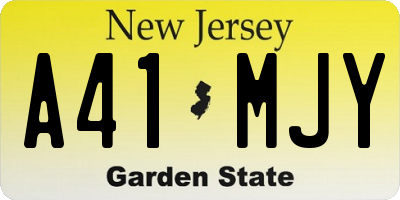 NJ license plate A41MJY