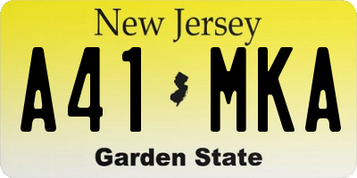 NJ license plate A41MKA