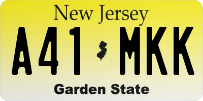NJ license plate A41MKK