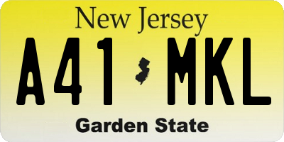 NJ license plate A41MKL