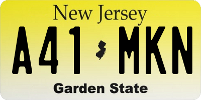 NJ license plate A41MKN