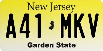 NJ license plate A41MKV