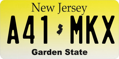 NJ license plate A41MKX