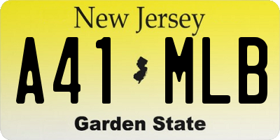NJ license plate A41MLB