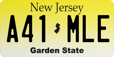 NJ license plate A41MLE