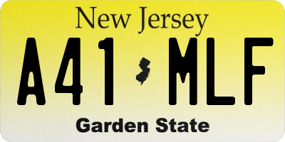 NJ license plate A41MLF